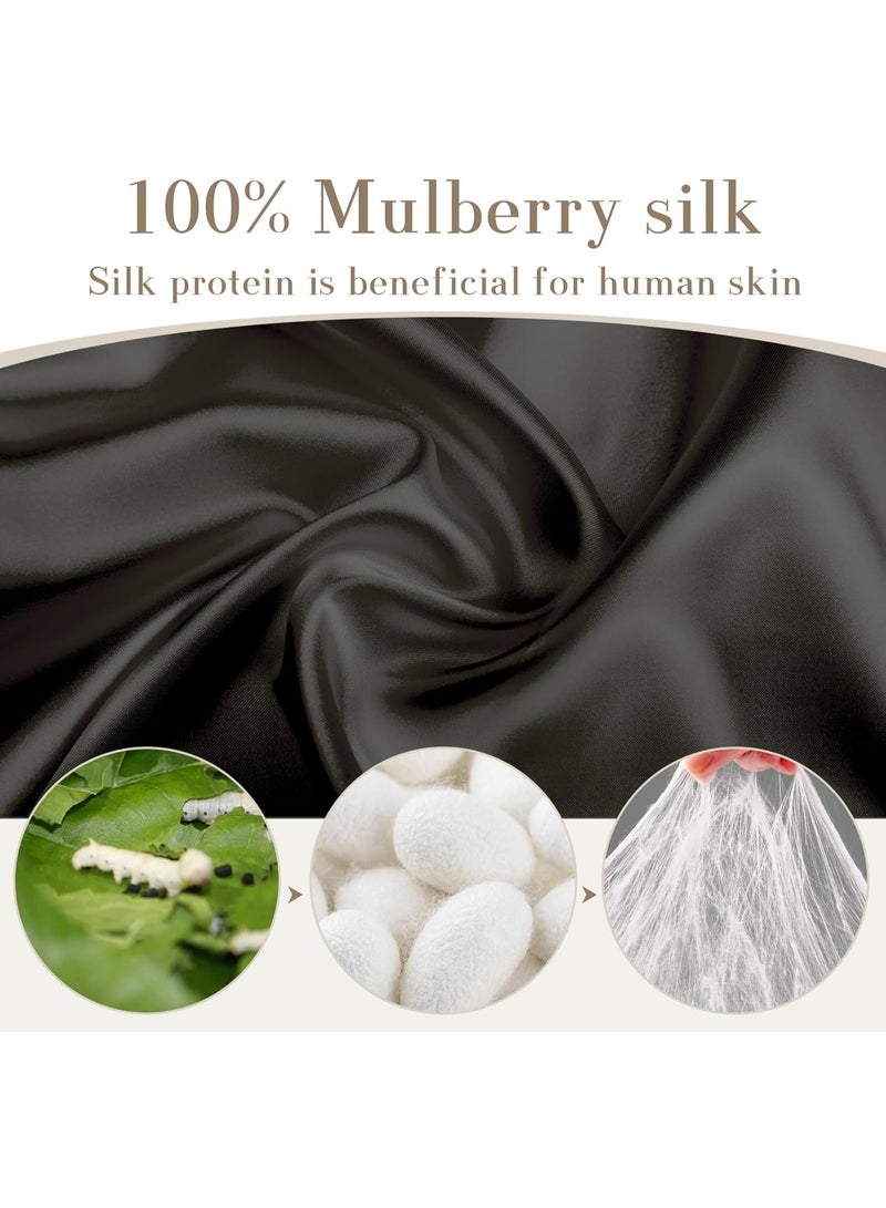 Diylove 100% Mulberry Silk Sleep Mask Eye Mask for Women Man, for Side Sleeper Blackout Sleep Mask for Travel Rest and Office Large Size (Black) - Image 3